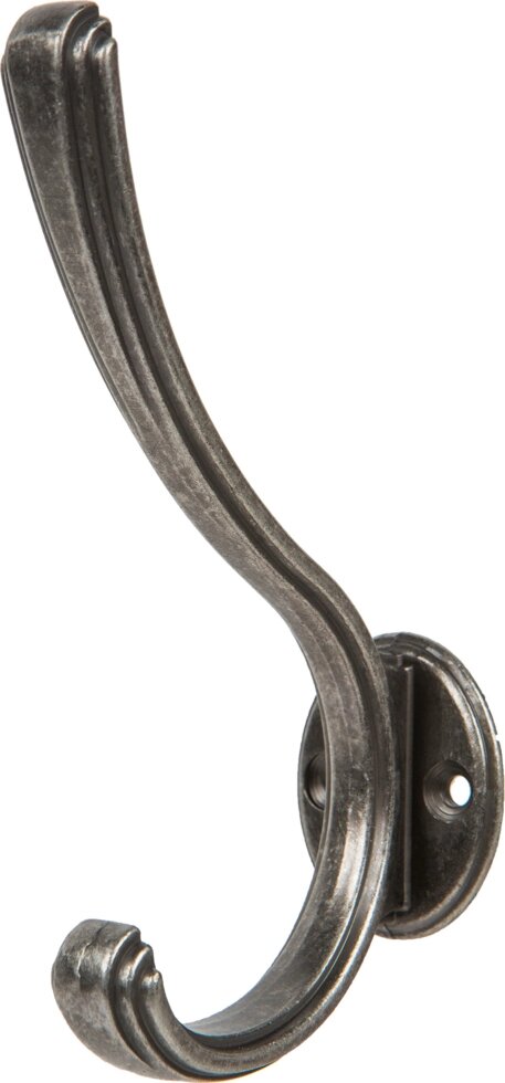 Крючок мебельный KR 0270 BAZ двойной, сталь, цвет старинный чёрный цинк от компании ИП Фомичев - фото 1