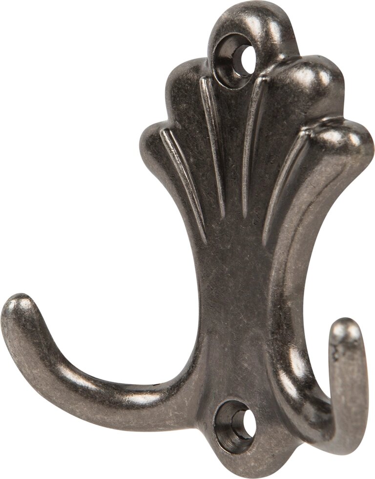 Крючок мебельный KR 0290 BAZ двойной, сталь, цвет старинный чёрный цинк от компании ИП Фомичев - фото 1