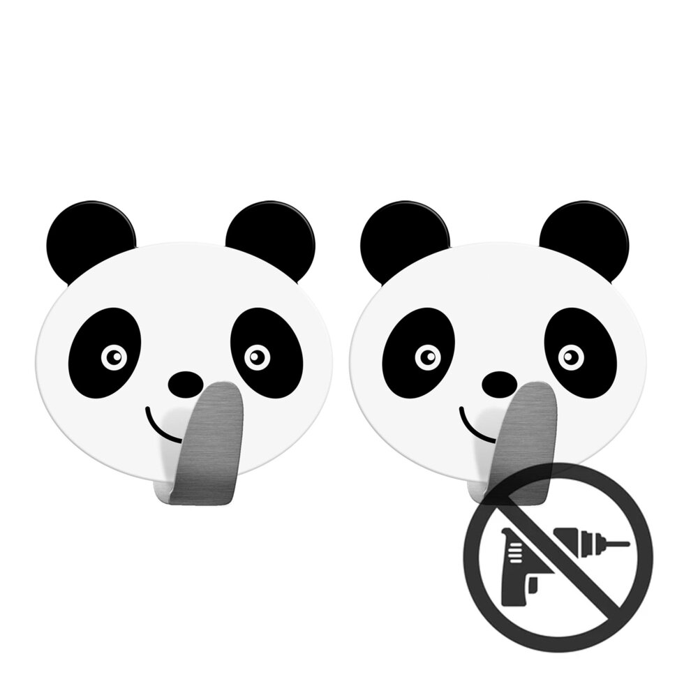 Крючок Panda 2 шт. цвет белый/черный от компании ИП Фомичев - фото 1