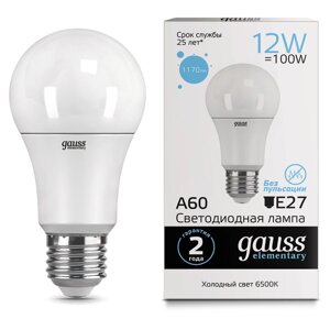 Лампа gauss elem led A60 12W E27 6500K LD23232