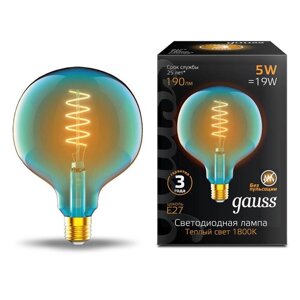 Лампа Gauss LED Filament G125 5W Е27 190lm 1800К sky blue flexible 1013802105