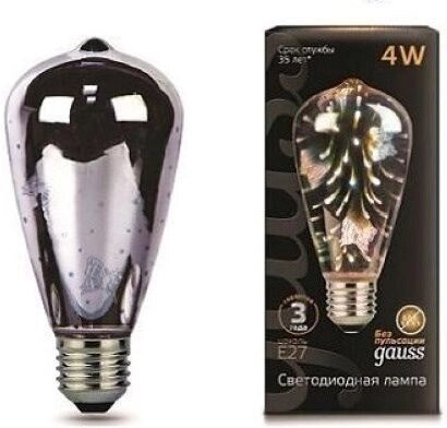 Лампа GAUSS LED Filament ST164 4W E27 Butterfly-3D 147802404 от компании ИП Фомичев - фото 1
