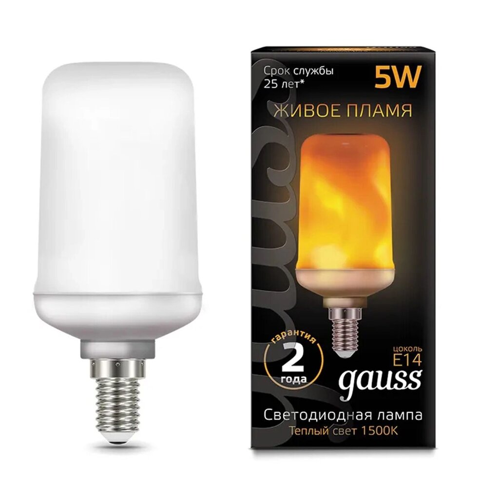 Лампа Gauss LED T65 Flame 5W E14 20-80lm 1500K 157401105 от компании ИП Фомичев - фото 1