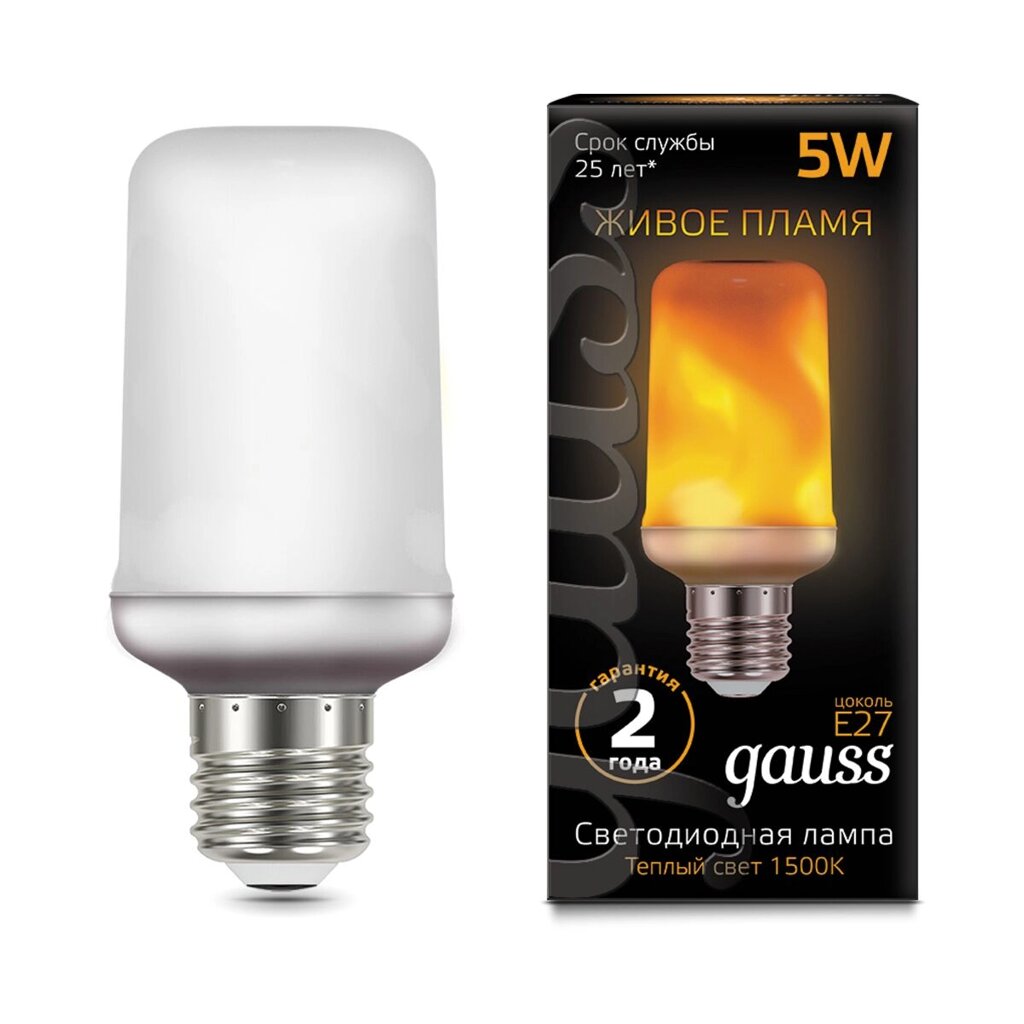 Лампа Gauss LED T65 Flame 5W E27 20-80lm 1500K 157402105 от компании ИП Фомичев - фото 1