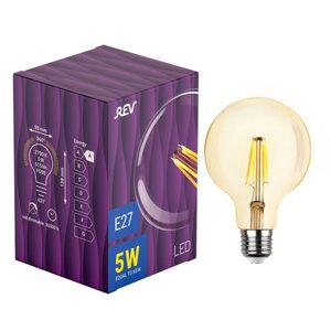 Лампа сд VINTAGE Filament шар G95E27 5W, 2700K, DECO Premium, теплый свет, REV 32433 1