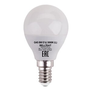 Лампа светодиодная Bellight E14 220-240 В 8 Вт шар малый матовая 750 лм, теплый белый свет