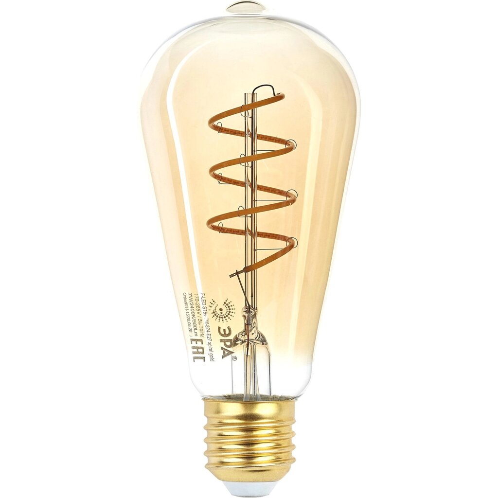 Лампа светодиодная Эра ST64-7W-824-E27 E27 170-240 В 7 Вт груша 580 Лм теплый белый свет от компании ИП Фомичев - фото 1