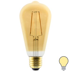Лампа светодиодная филаментная Gauss Basic ST64 Golden E27 230 В 3 Вт груша прозрачная с напылением 300 лм, тёплый