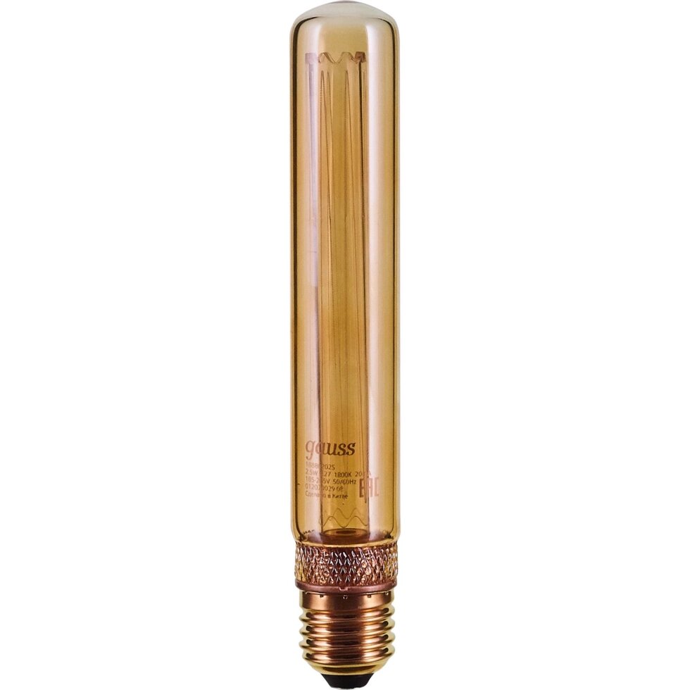 Лампа светодиодная филаментная Gauss Vintage E27 230 В 2.5 Вт трубка 70 лм свет янтарный от компании ИП Фомичев - фото 1