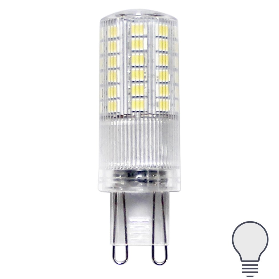 Лампа светодиодная G9 220-240 В 5 Вт капсула прозрачная 600 лм нейтральный белый свет от компании ИП Фомичев - фото 1