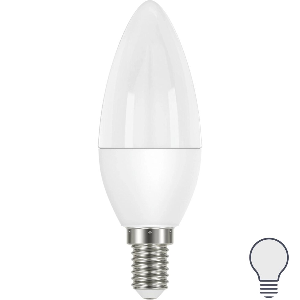 Лампа светодиодная Lexman Candle E14 175-250 В 5 Вт матовая 400 лм нейтральный белый свет от компании ИП Фомичев - фото 1