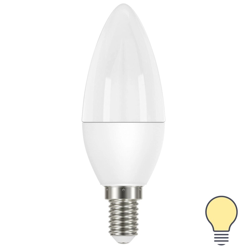 Лампа светодиодная Lexman Candle E14 175-250 В 5 Вт матовая 400 лм теплый белый свет от компании ИП Фомичев - фото 1