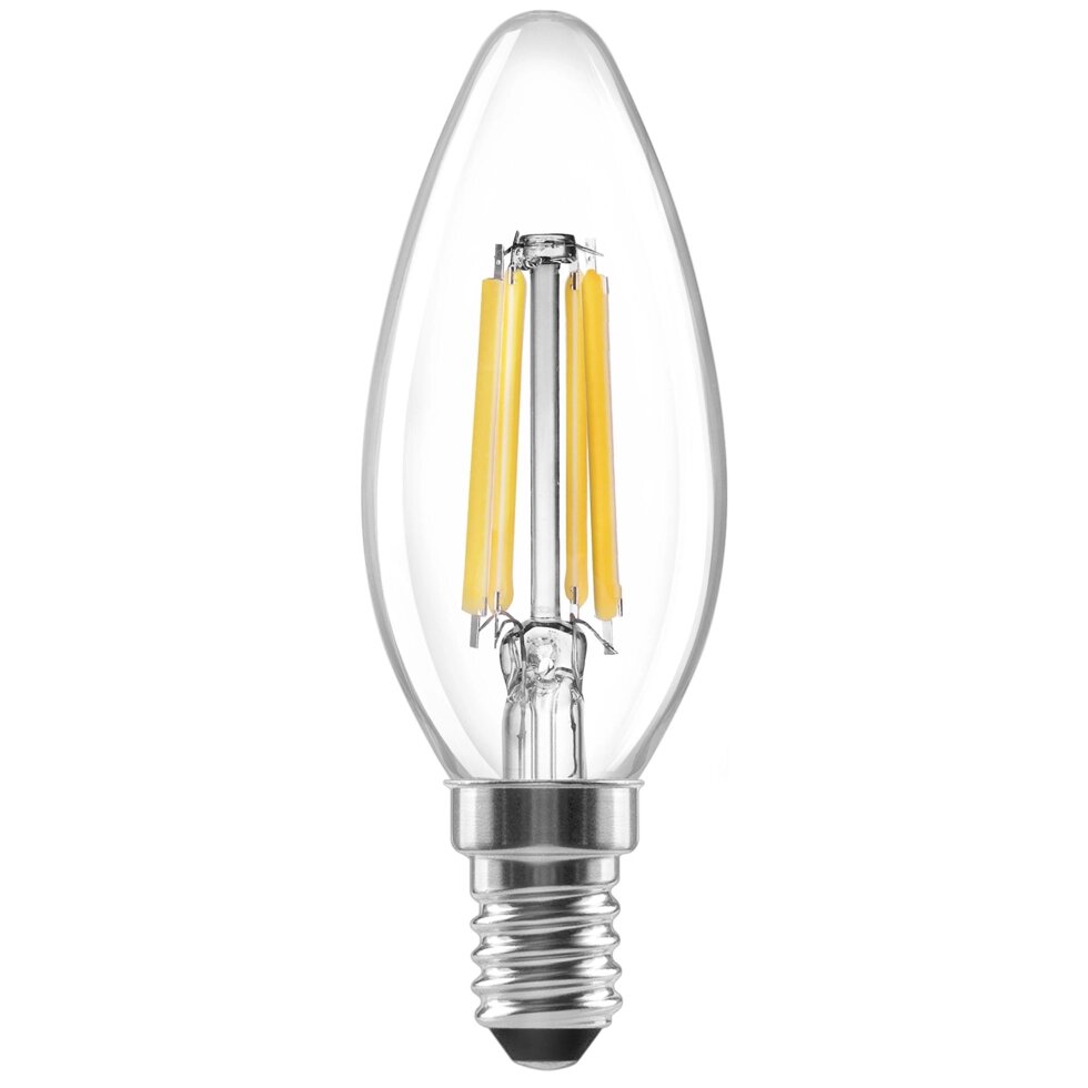 Лампа светодиодная Lexman E14 220-240 В 3.8 Вт свеча прозрачная 500 лм нейтральный белый свет от компании ИП Фомичев - фото 1