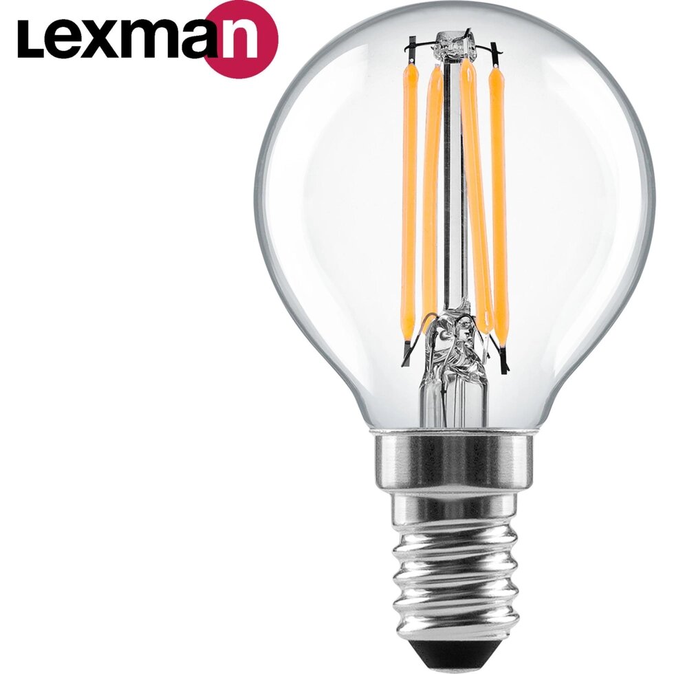 Лампа светодиодная Lexman E14 220-240 В 4 Вт шар прозрачная 600 лм нейтральный белый свет от компании ИП Фомичев - фото 1