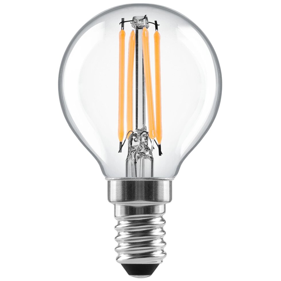 Лампа светодиодная Lexman E14 220-240 В 5 Вт шар прозрачная 600 лм нейтральный белый свет от компании ИП Фомичев - фото 1