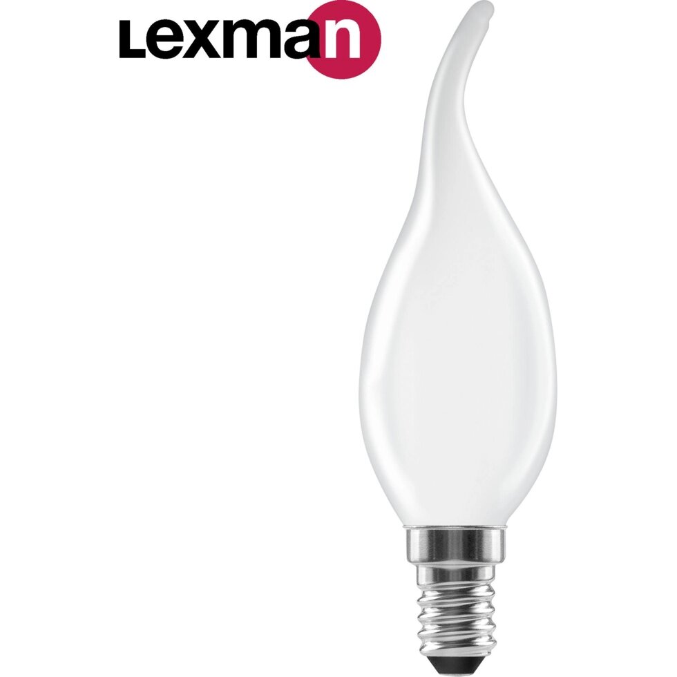 Лампа светодиодная Lexman E14 220-240 В 5 Вт свеча на ветру матовая 600 лм теплый белый свет от компании ИП Фомичев - фото 1