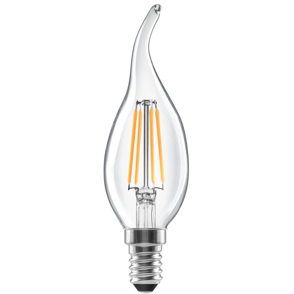 Лампа светодиодная Lexman E14 220-240 В 5 Вт свеча на ветру прозрачная 600 лм нейтральный белый свет от компании ИП Фомичев - фото 1