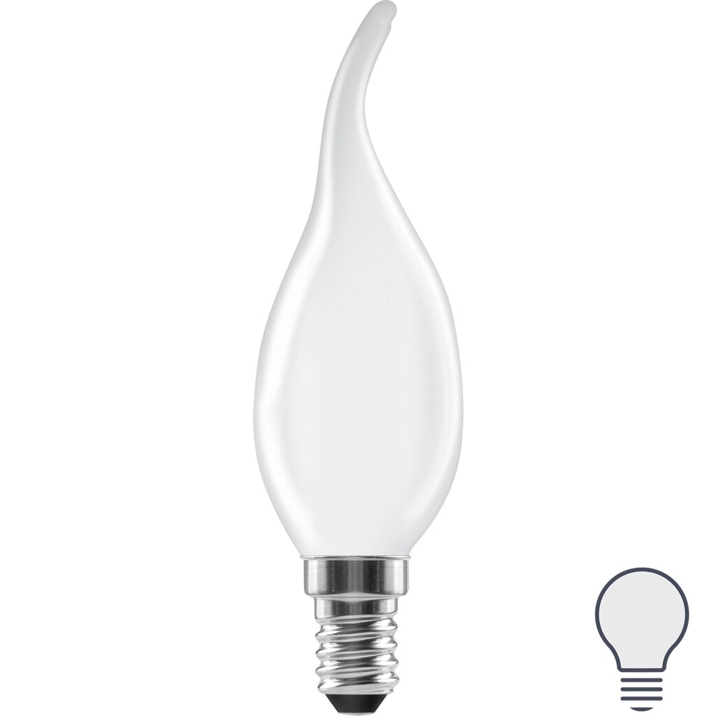 Лампа светодиодная Lexman E14 220-240 В 6 Вт свеча на ветру матовая 750 лм нейтральный белый свет от компании ИП Фомичев - фото 1