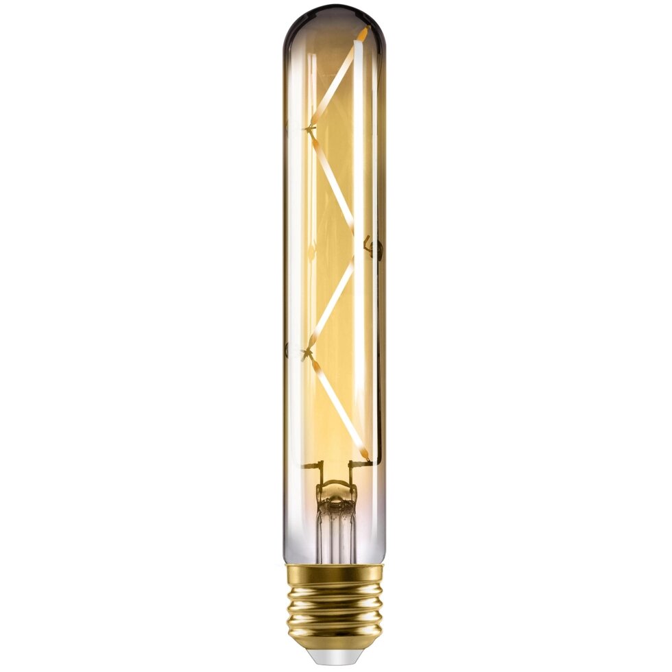 Лампа светодиодная Lexman E27 220-240 В 4 Вт цилиндр золотистая 400 лм теплый белый свет от компании ИП Фомичев - фото 1