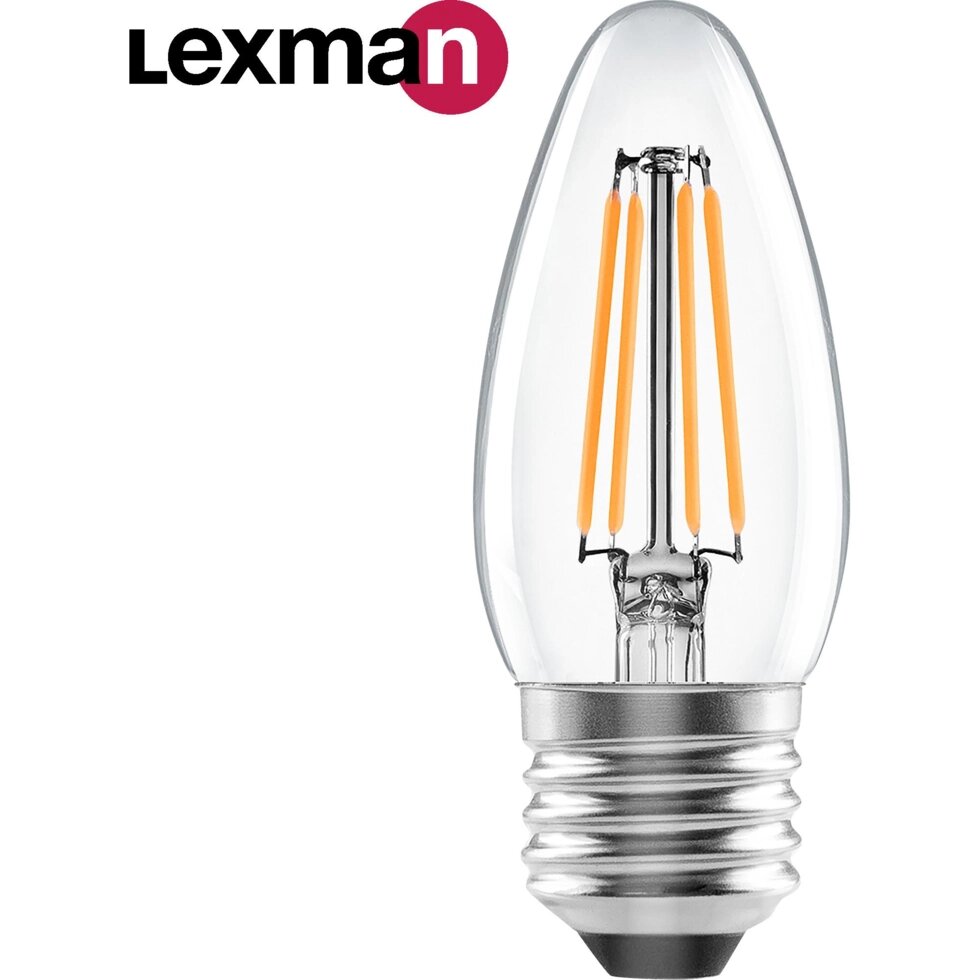 Лампа светодиодная Lexman E27 220-240 В 5 Вт свеча прозрачная 600 лм нейтральный белый свет от компании ИП Фомичев - фото 1