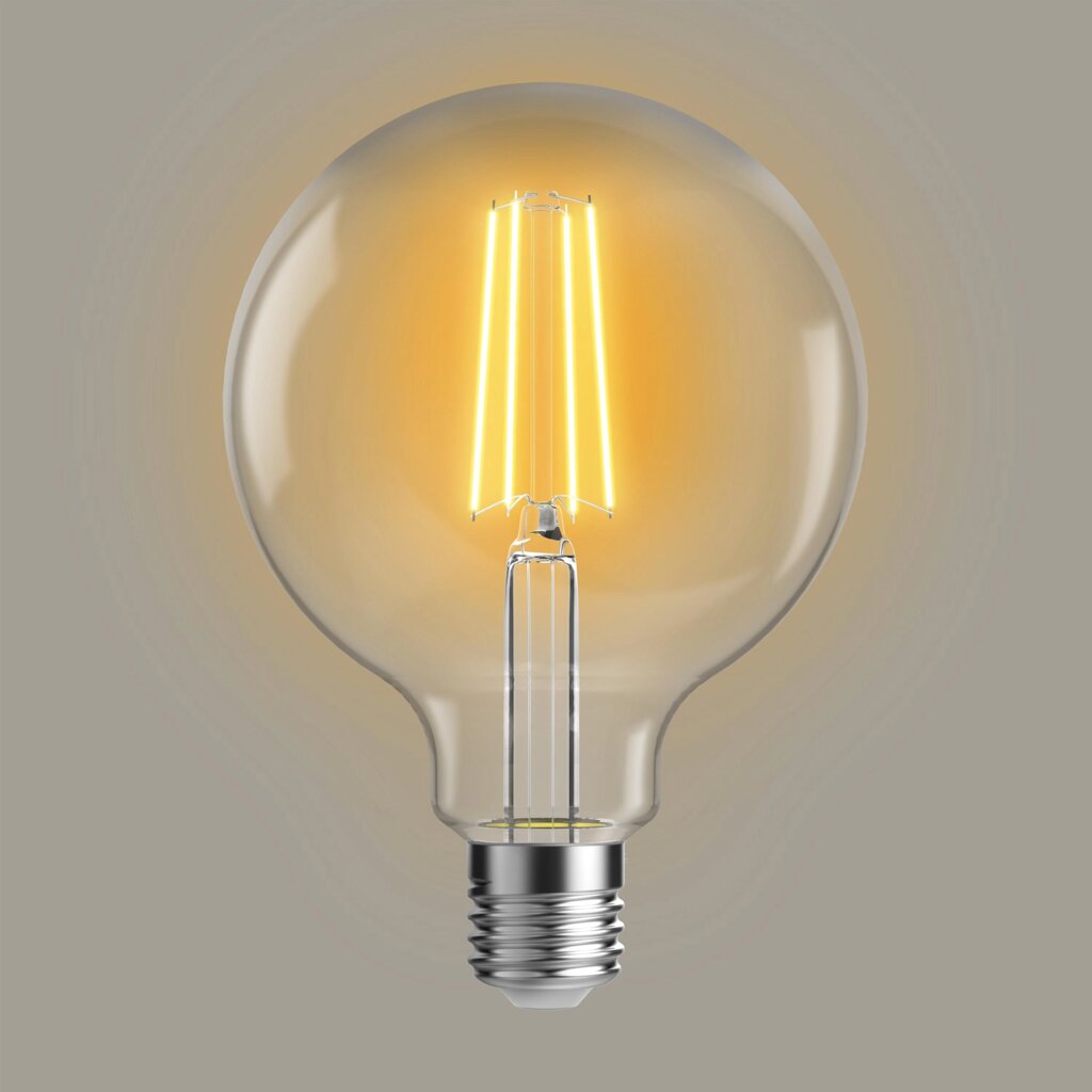 Лампа светодиодная Lexman G120 E27 220-240 В 9 Вт прозрачная 1055 лм теплый белый свет от компании ИП Фомичев - фото 1