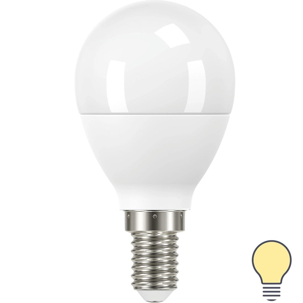 Лампа светодиодная Lexman P45 E14 175-250 В 7.5 Вт матовая 750 лм теплый белый свет от компании ИП Фомичев - фото 1
