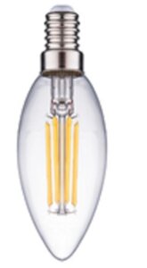 Лампа светодиодная нитевиднаяпрозрачная свеча С35 7 Вт 2700 К Е14Фарлайт