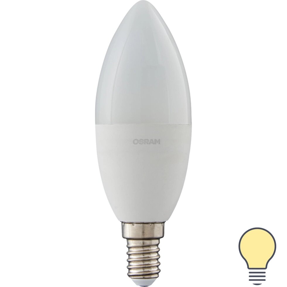 Лампа светодиодная Osram Antibacterial E14 220-240 В 7.5 Вт свеча 806 лм теплый белый свет от компании ИП Фомичев - фото 1