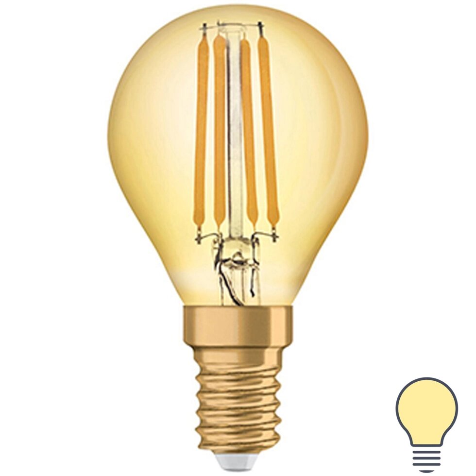 Лампа светодиодная Osram филаментная E14 220-240 В 4 Вт/824 шар 410 Лм от компании ИП Фомичев - фото 1