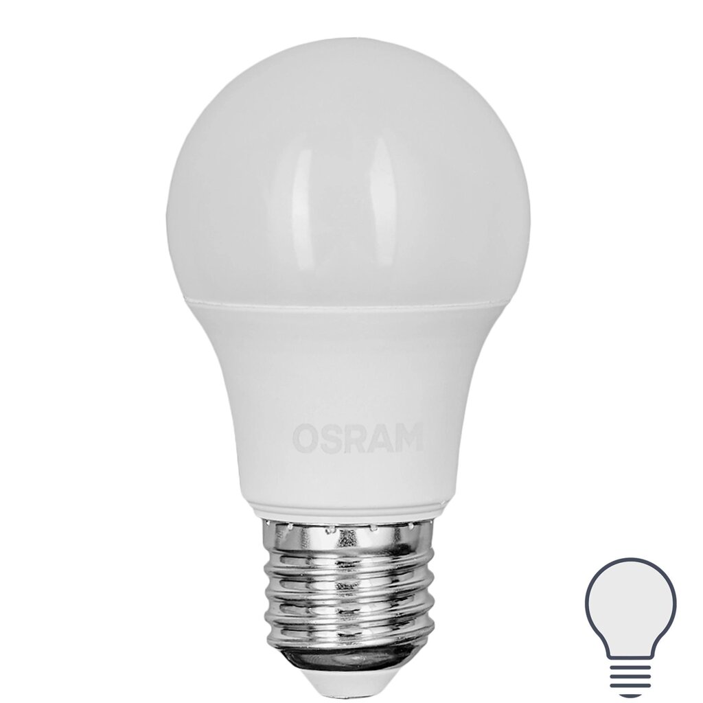 Лампа светодиодная Osram груша 5Вт 470Лм E27 нейтральный белый свет от компании ИП Фомичев - фото 1