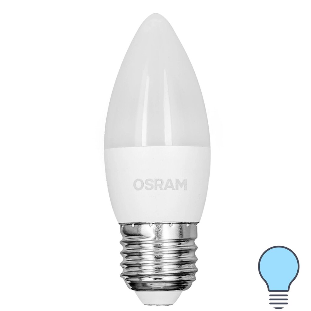 Лампа светодиодная Osram свеча 7Вт 600Лм E27 холодный белый свет от компании ИП Фомичев - фото 1