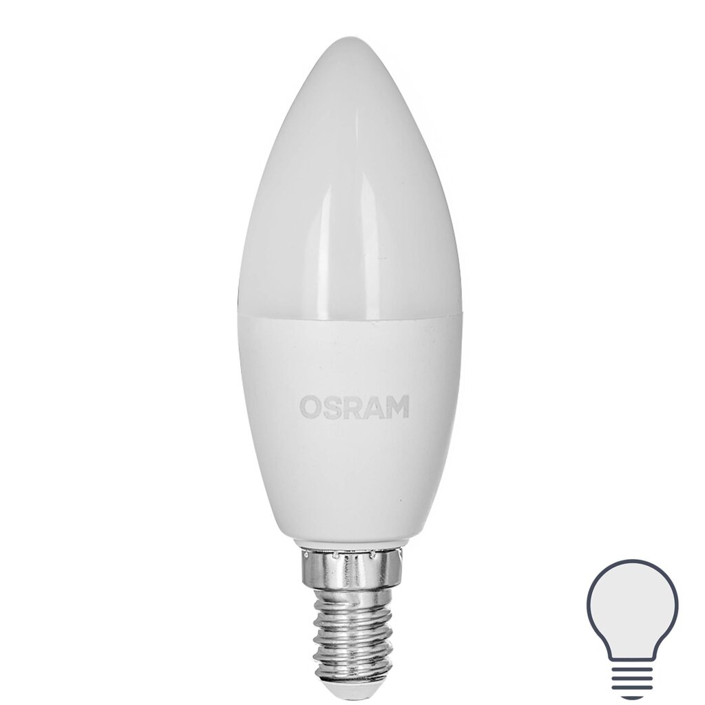 Лампа светодиодная Osram свеча 9Вт 806Лм E14 нейтральный белый свет от компании ИП Фомичев - фото 1