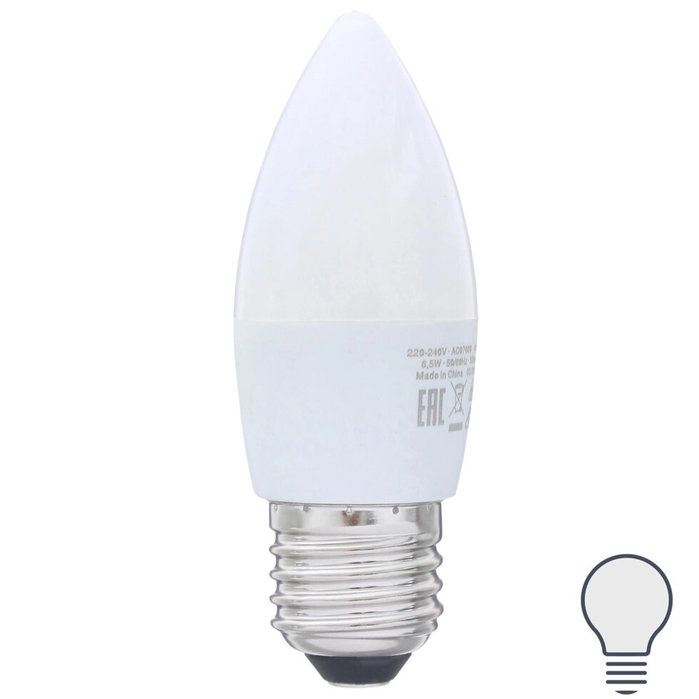 Лампа светодиодная Osram Свеча E27 6.5 Вт 550 Лм свет холодный белый от компании ИП Фомичев - фото 1