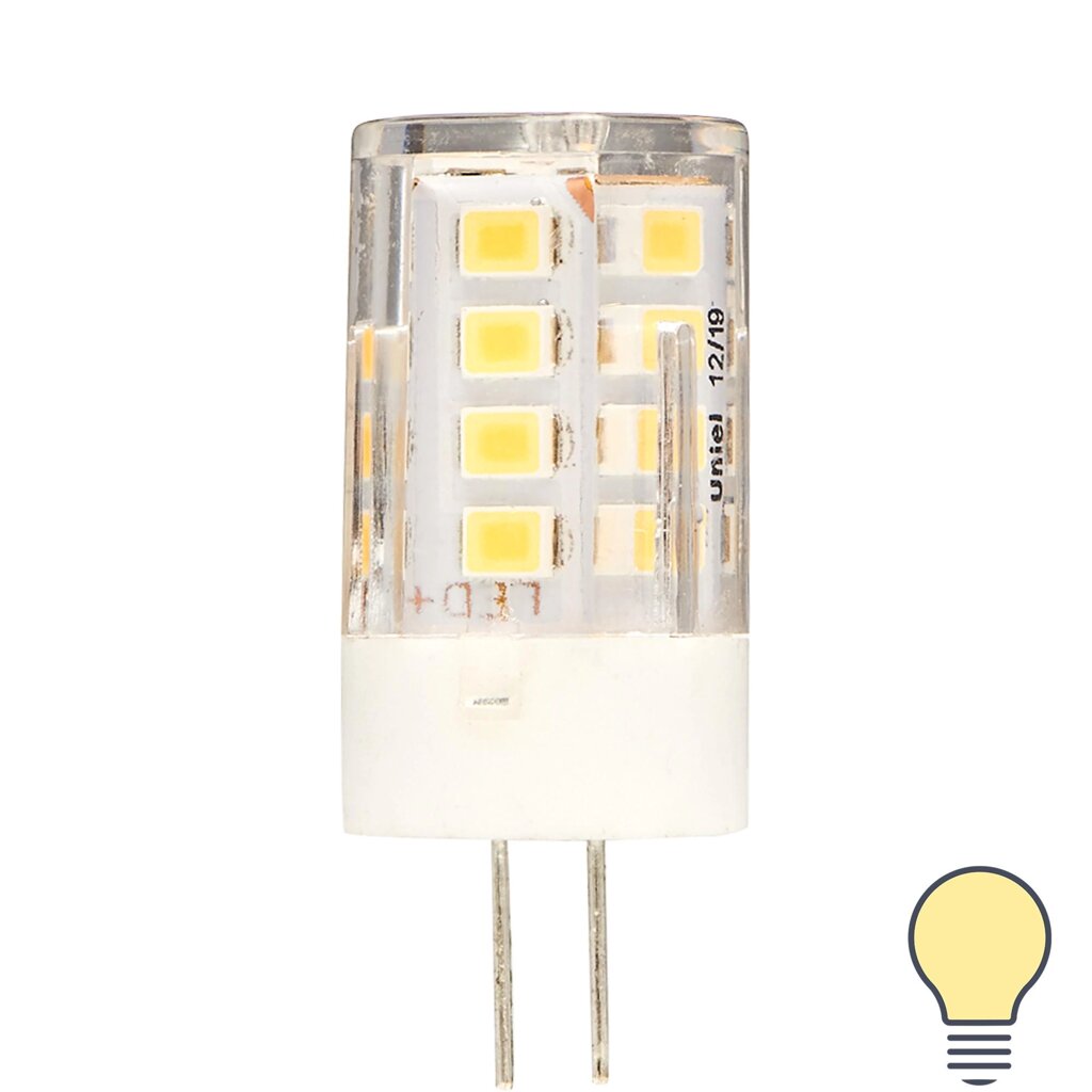 Лампа светодиодная Volpe JC G4 12 В 3.5 Вт кукуруза прозрачная 300 лм, теплый белый свет от компании ИП Фомичев - фото 1
