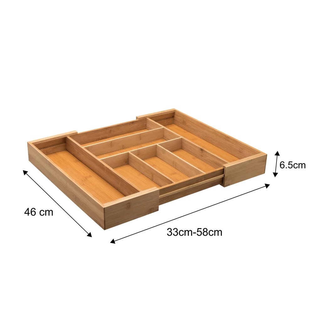 Лоток для столовых приборов 8 отсеков 33-57x46x6.5 см бамбук цвет бежевый от компании ИП Фомичев - фото 1