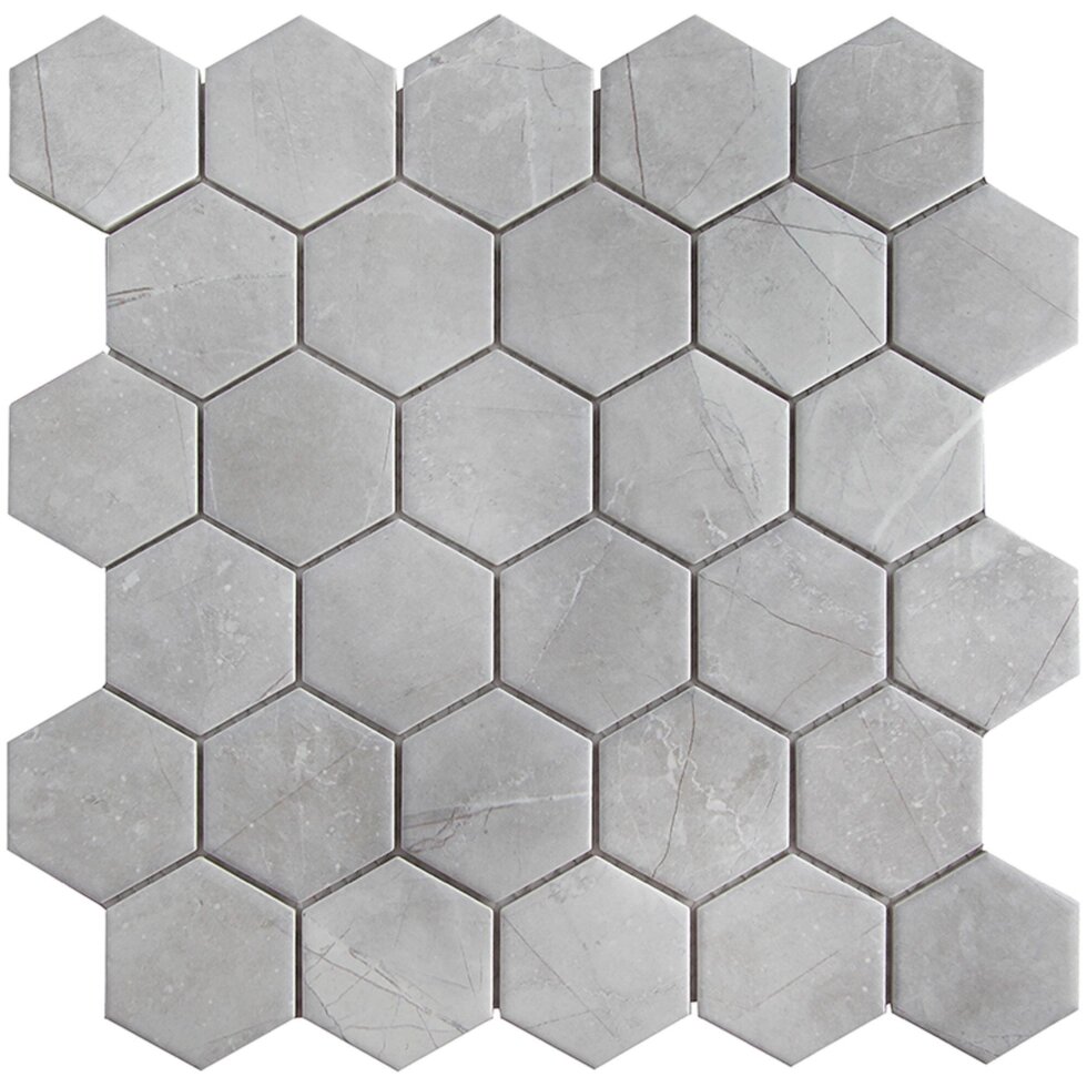Мозаика керамическая StarMosaic Homework Hexagon Marblegrey Мат 27.1x28.2 см цвет серый от компании ИП Фомичев - фото 1
