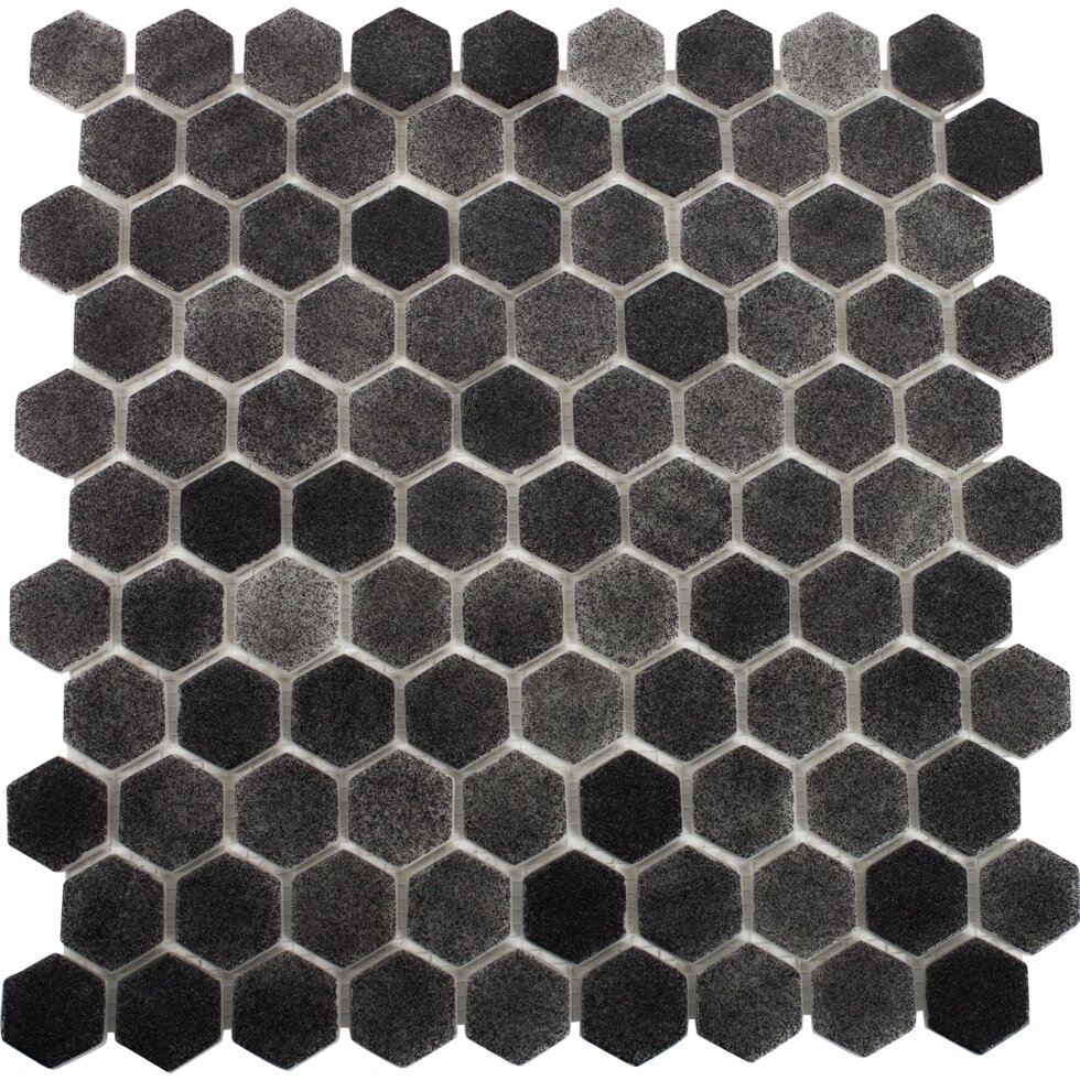Мозаика стеклянная Hex Antislip 31.7х30.7 см цвет черный от компании ИП Фомичев - фото 1