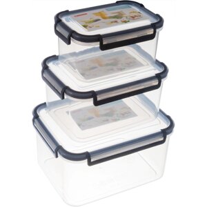 Набор контейнеров для пищевых продуктов 0.8/1.6/2.75 л пластик цвет прозрачный