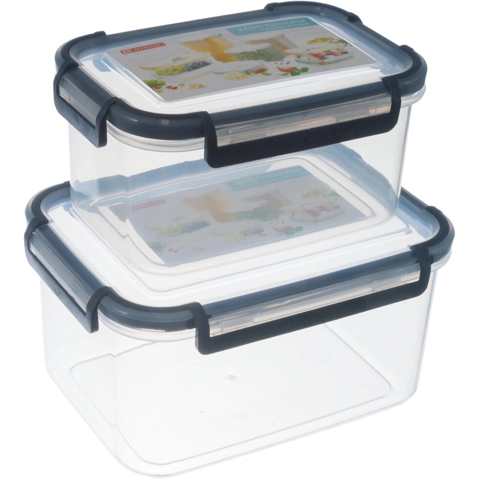 Набор контейнеров для пищевых продуктов 0.8/1.6 л пластик цвет прозрачный от компании ИП Фомичев - фото 1