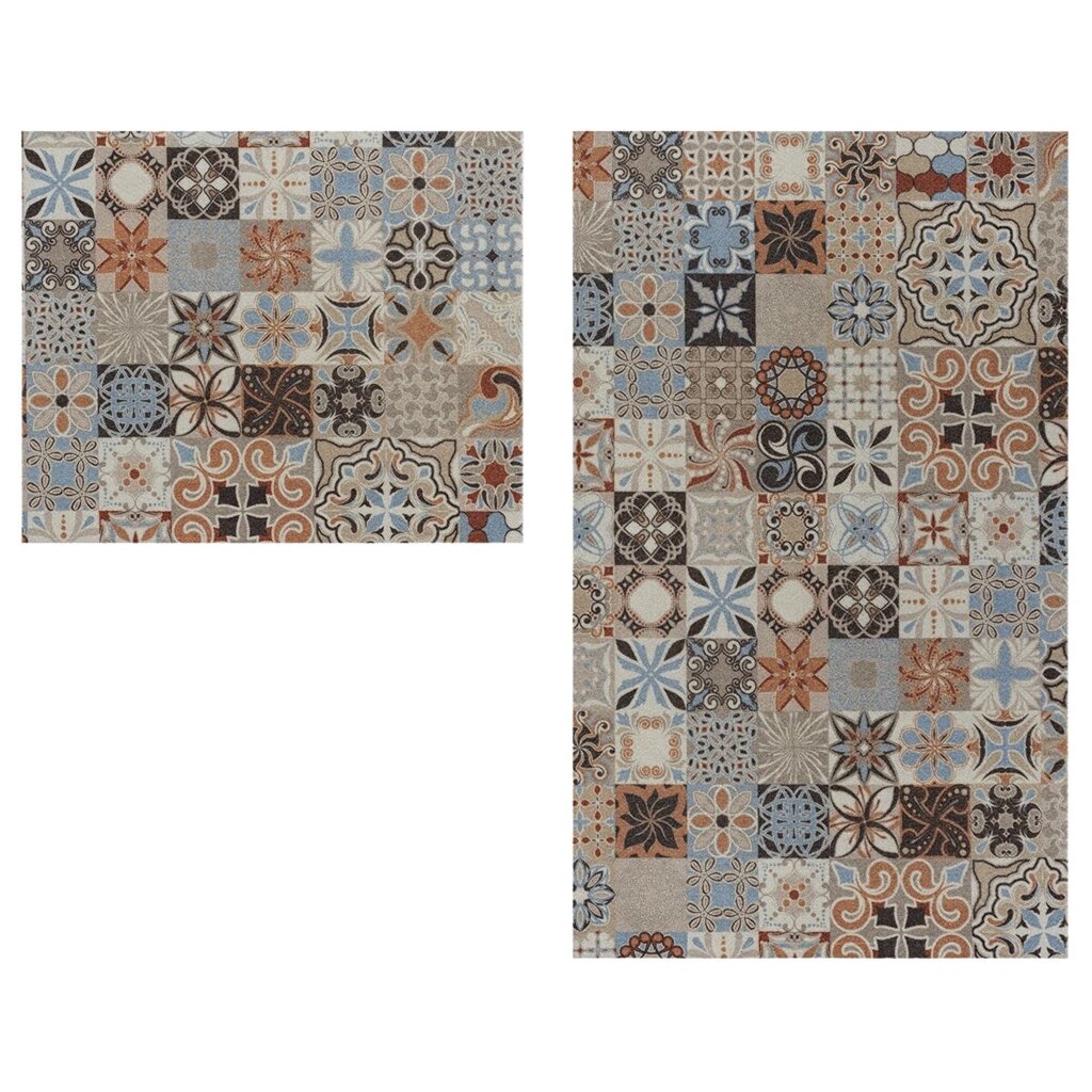 Набор ковриков вырезных icarpet PRINT "Плитка Марокко" 60х100+60х50 антискользящий от компании ИП Фомичев - фото 1