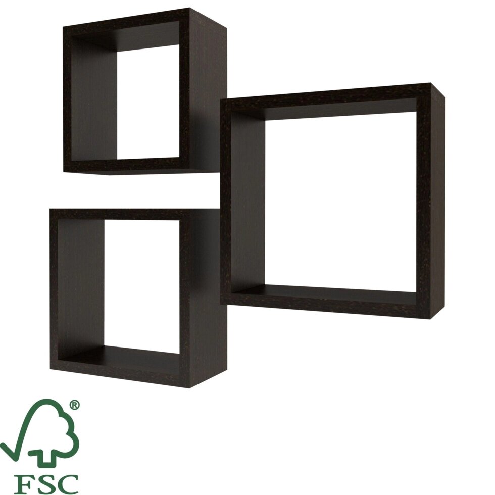 Набор мебельных полок «Квадрат» 30x27x24 см цвет дуб венге 3 шт. от компании ИП Фомичев - фото 1