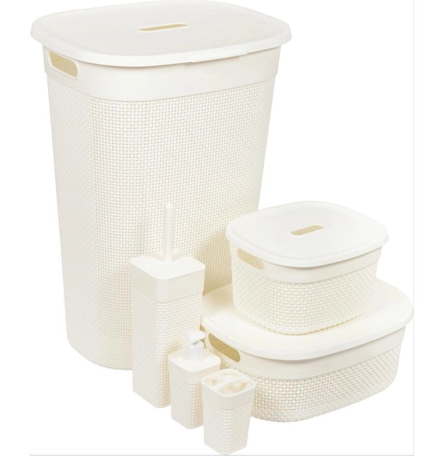 Набор PLAST TEAM OSLO Ideal для ванной комнаты, 7 предметов, молочный PT1329МЛ-1 от компании ИП Фомичев - фото 1