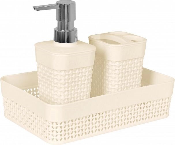 Набор PLAST TEAM OSLO Mini для ванной комнаты 3 предмета, молочный PT1338МЛ-9 от компании ИП Фомичев - фото 1
