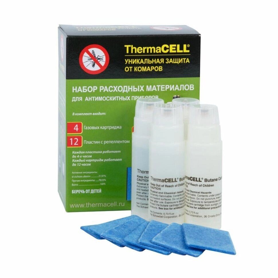 Набор запасной для противомоскитного прибора ThermaCell (4 газовых картриджа + 12 пластин) от компании ИП Фомичев - фото 1
