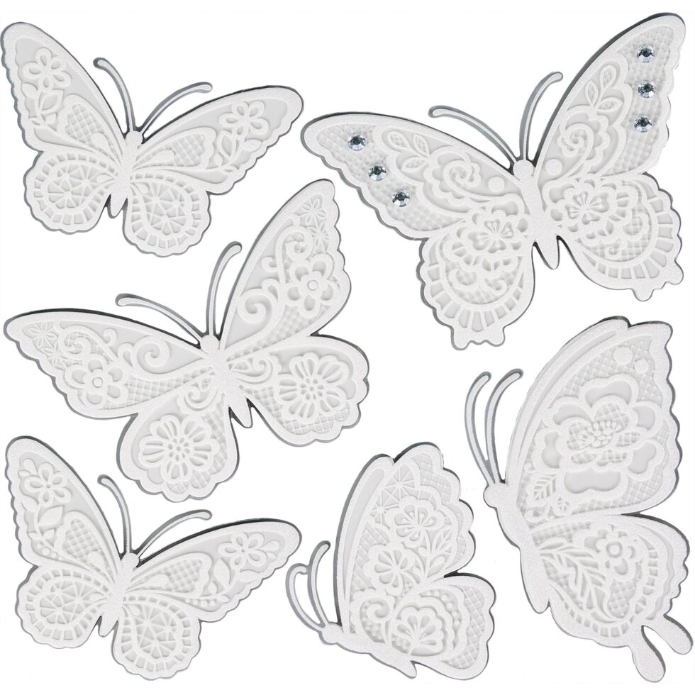 Наклейка 3D «Белые бабочки» СВА 1402 от компании ИП Фомичев - фото 1