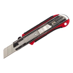 Нож, 25 мм, выдвижное лезвие, усиленная метал. направляющая, метал. обрезин. ручка Matrix