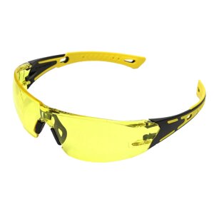 Очки защитные открытые, поликарбонатные, желтая линза, 2х комп. дужки Denzel
