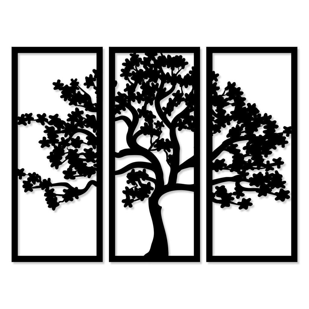 Панно декоративное Дерево МДФ 25x59 см черное от компании ИП Фомичев - фото 1