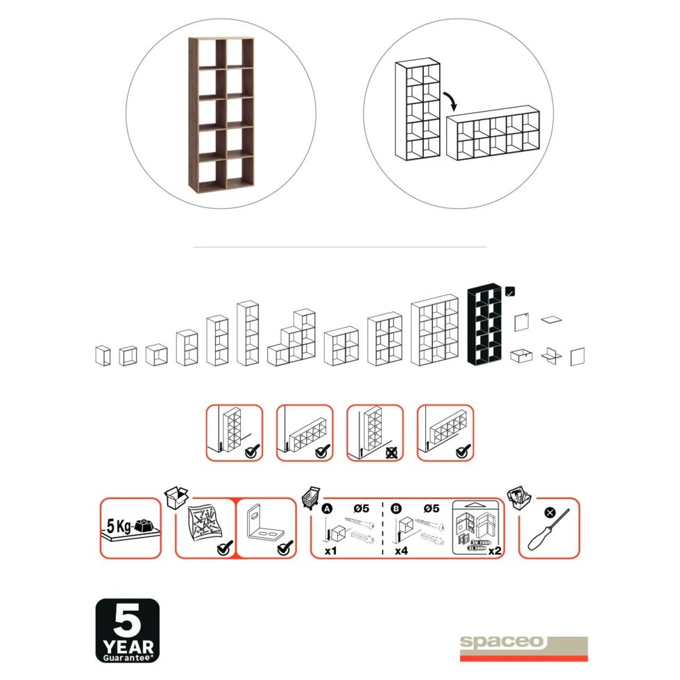 Сборка стеллажа spaceo kub