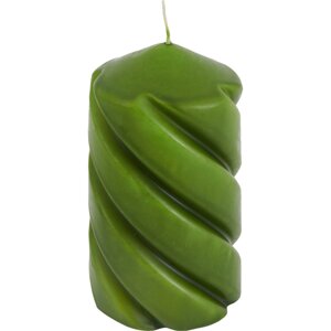 Свеча столбик цвет мох зеленый 15 см